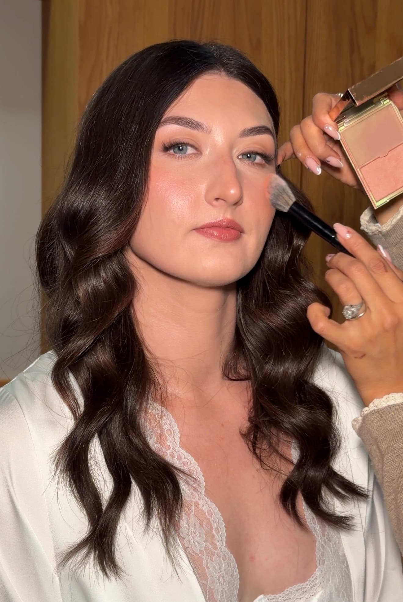 Bride blush application — behind the scenes bridal prep